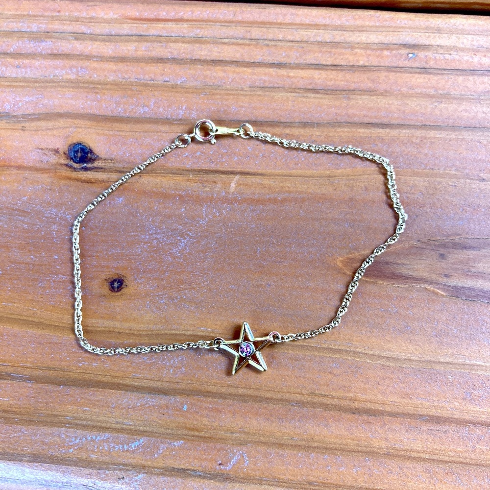 Avon Star Anklet Goldtone Clear Stone 9.5 inches Long